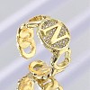 Brass Micro Pave Clear Cubic Zirconia Open Cuff Rings for Women RJEW-K289-02G-N-1