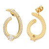 Rack Plating Brass Micro Pave Clear Cubic Zirconia Stud Earrings for Women EJEW-C125-21B-G-4