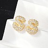 Brass Micro Pave Cubic Zirconia Stud Earrings EJEW-Z091-04G-S-4