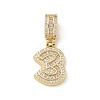 Brass Clear Cubic Zirconia European Dangle Charms LS-KK-R003-01G-03-2