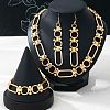 Women's Iron Oval Link Necklaces & Bracelets & Dangle Earrings Sets WGCC5AB-01-2