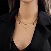 Star Stainless Steel with Natural Shell Double Layer Pendant Necklaces & Charm Bracelets Sets WGBAFA5-03-2