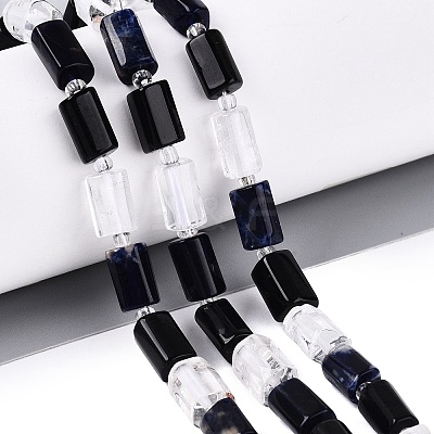 Natural Obsidian & Sodalite & Quartz Crystal Beads Strands G-Q614-01A-07-1