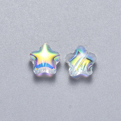 Transparent Spray Painted Glass Beads X-GLAA-R211-04-G05-1