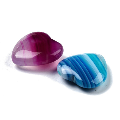 Natural Banded Agate/Striped Agate Dyed & Heated Heart Love Stone G-Z020-14-1