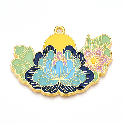 Rack Plating Alloy Enamel Big Pendants ENAM-N056-395D-G-1