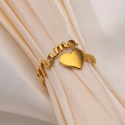 Mother's Day 201 Stainless Steel Cuff Open Rings WG9B31B-01-1