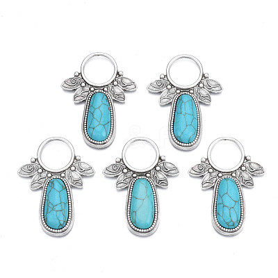 Synthetic Turquoise Cabochon Settings for Enamel PALLOY-N157-029-1