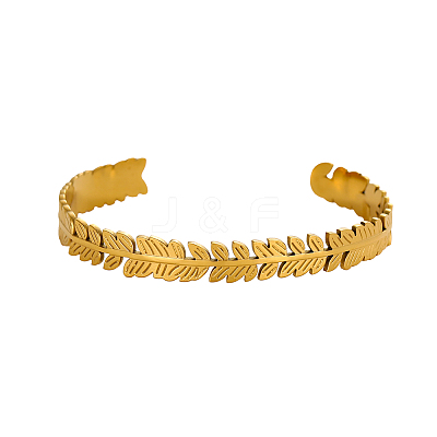 304 Stainless Steel Cuff Bangles for Women STAS-OY018-03G-1