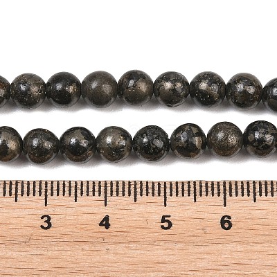 Natural Pyrite Beads Strands G-P303-01-6mm-16-1
