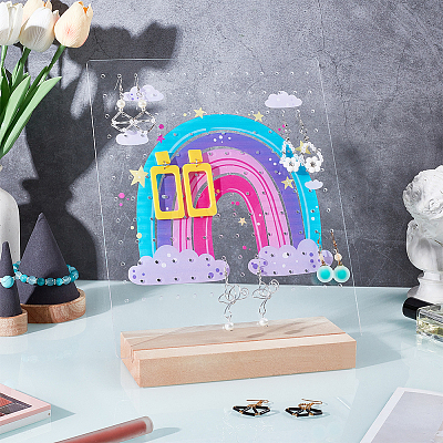 Transparent Acrylic Slant Back Earring Display Stands EDIS-WH0035-20A-01-1