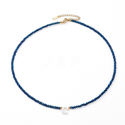 (Jewelry Parties Factory Sale)Natural Shell Letter Pendant Necklaces NJEW-JN03304-03-1
