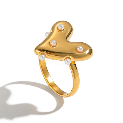 Heart 304 Stainless Steel Finger Rings for Women QD7769-1