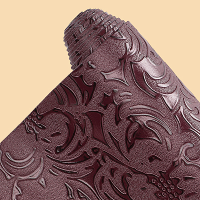 1 Sheet Embossed Flower Pattern Imitation Leather Fabric DIY-CL0002-19B-1