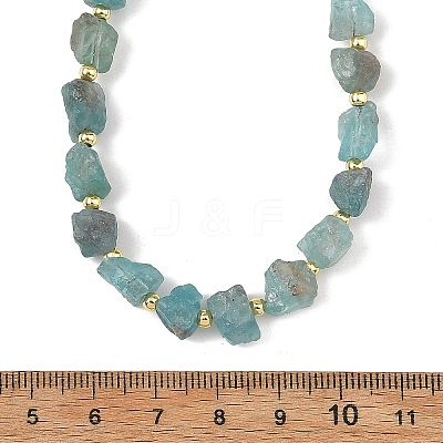 Rough Natural Blue Apatite Nuggets Beaded Necklaces NJEW-JN06376-1