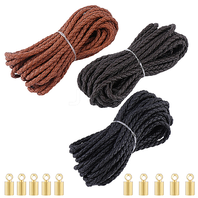 15M 3 Colors Braided Round Soft PU Imitation Leather Cords OCOR-CL0001-11C-1