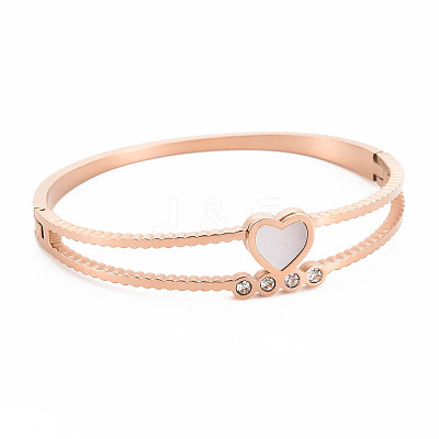 Natural Shell Heart Bangle with Rhinestone BJEW-N017-008RG-1