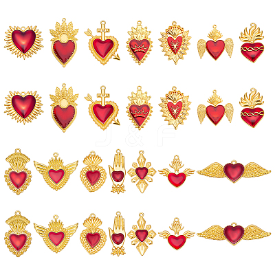 28Pcs 14 Styles DIY Heart Jewelry Making Findings Kits FIND-ME0001-88-1
