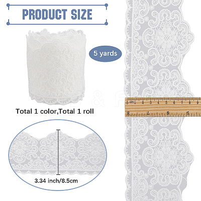 5 Yards Polyester Flower Embroidery Lace Trim OCOR-GF0004-38A-1