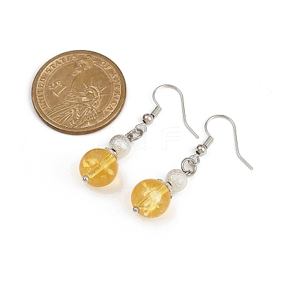 Brass Synthetic Citrine Dangle Earrings EJEW-JE06588-03-1