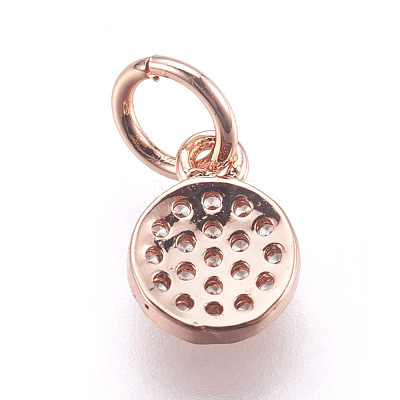 Brass Micro Pave Cubic Zirconia Charms ZIRC-E152-17RG-RS-1