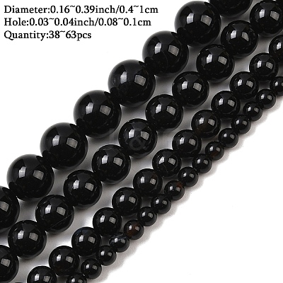 1 Strand Natural Black Onyx Beads Strands G-YW0002-57A-1