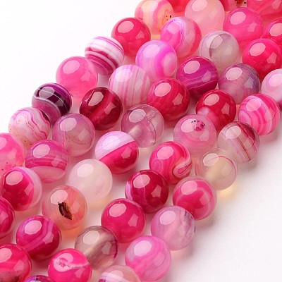 Natural Striped Agate/Banded Agate Beads Strands G-D845-01C-8mm-1