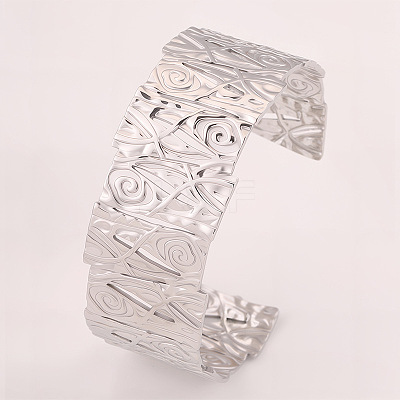 Textured 304 Stainless Steel Cuff Bangles WG07403-02-1