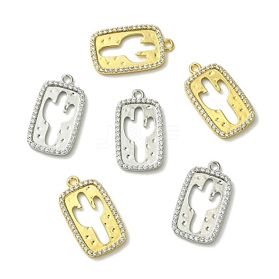 6Pcs 2 Colors Brass Micro Pave Cubic Zirconia Pendants KK-CJ0003-22-1