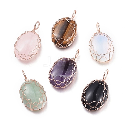 Mixed Gemstones Pendants G-K305-B-RG-1