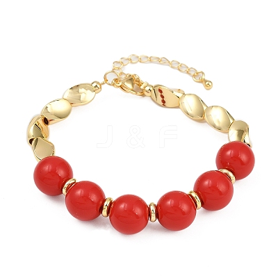 Brass Bead Bracelets BJEW-C112-09G-1