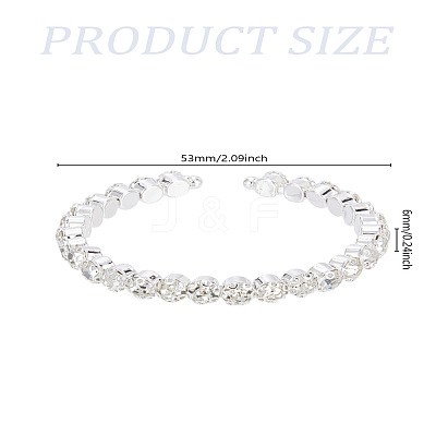 1Pc Alloy Rhinestone Cuff Bangles for Women BJEW-LP0012-02P-1