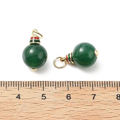 Natural Green Onyx Agate(Dyed & Heated) Round Pendants KK-L237-019G-1