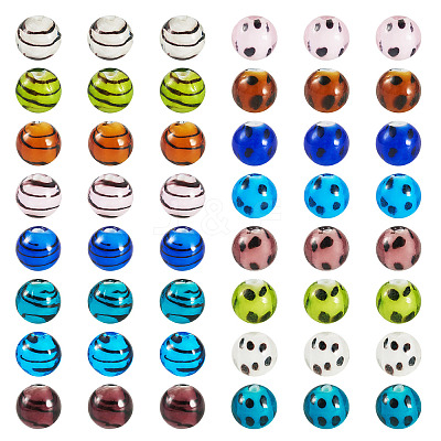 64Pcs 16 Styles Handmade Lampwork Beads LAMP-TA0001-59B-1