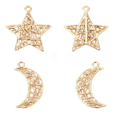16Pcs 2 Style Brass Pendants KK-BC0002-06G-1