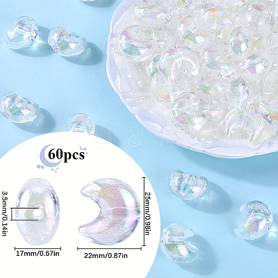60Pcs UV Plating Transparent Acrylic Beads PACR-SP0001-01-1