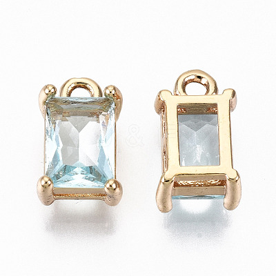 Brass Glass Rhinestone Pendants GLAA-S179-21H-RS-1