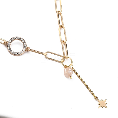 Star & Moon & Cross Brass Lariat Necklaces Sets NJEW-JN03041-1