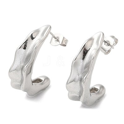 Non-Tarnish 304 Stainless Steel Twist Bean Pod Stud Earrings X-EJEW-B026-13P-1