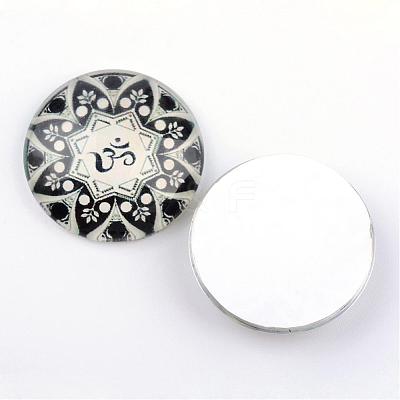 Yoga Theme Glass Cabochons GGLA-L011-25mm-28-1