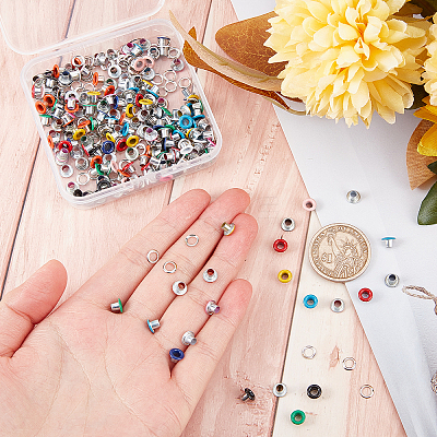 200 Sets 10 Colors Iron Grommet Eyelet Findings SCRA-GF0001-01-1