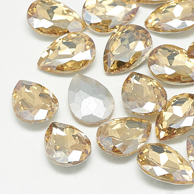 Pointed Back Glass Rhinestone Cabochons RGLA-T081-10x14mm-06-1