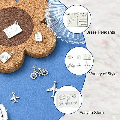 6Pcs 6 Styles Brass Micro Pave Clear Cubic Zirconia Charms KK-CJ0003-31-1