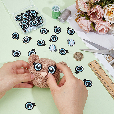 20 Pairs Polyester Eye Cloth Patches PATC-PH0001-71B-1