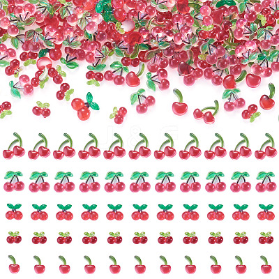 200Pcs Resin Cherry Cabochons RESI-TA0005-49-1