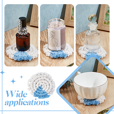 2Pcs Bohemian Macrame Cotton Car Cup Holder Coasters AJEW-OC0014-44A-1