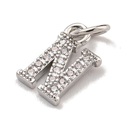 Initial Letter Brass with Cubic Zirconia Charms KK-Q814-26N-P-1