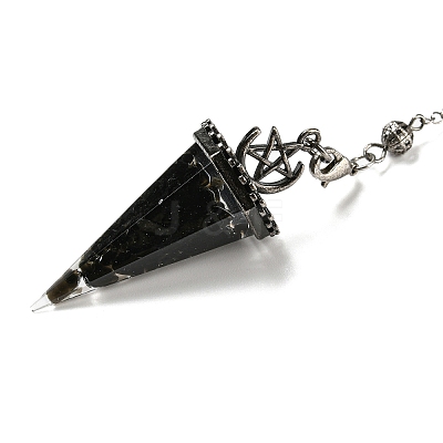 Mixed Gemstone Chip & Resin Dowsing Pendulum Big Pendants G-H293-02P-1