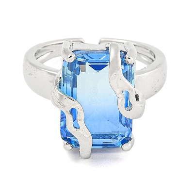 304 Stainless Steel Cubic Zirconia Open Cuff Ring LS-RJEW-S406-05P-04-1