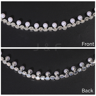 1 Yard Brass Crystal Rhinestone Cup Chain with Imitation Pearl OCOR-GL0001-08A-1